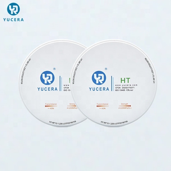 YUCERA 98mm HT 고투명 CAD CAM 치과 재료 제조업체 치과 실험실 소모품 지르코니아 블록 공장 가격