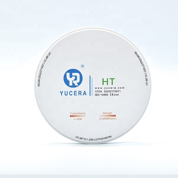 YUCERA 98mm HT 고투명 CAD CAM 치과 재료 제조업체 치과 실험실 소모품 지르코니아 블록 공장 가격