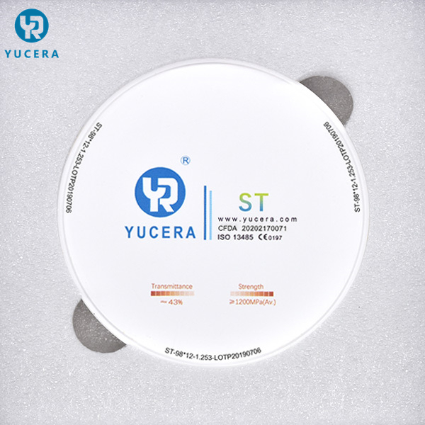 Yucera 공장 가격 치과 슈퍼 반투명 ST 98mm 95mm 화이트 블록 세라믹 디스크 Cad Cad 시스템 5축 밀링 머신용
