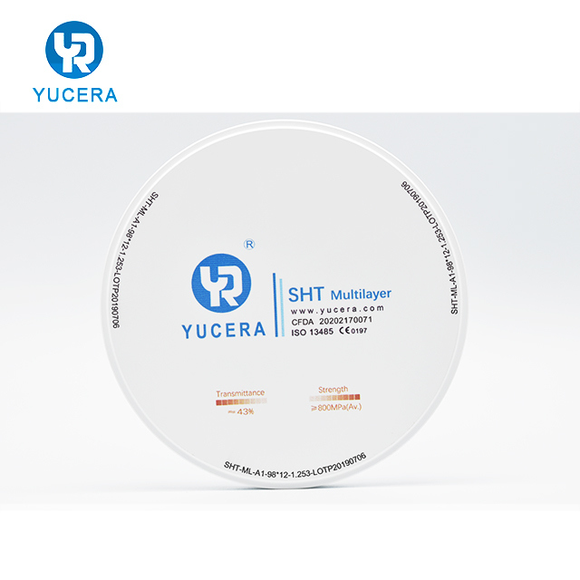 YUCERA 치과 제품  멀티레이어 치과  지르코니아 블록, 치과 CAD CAM 밀링 머신용