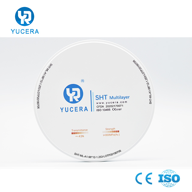 YUCERA 치과 제품  멀티레이어 치과  지르코니아 블록, 치과 CAD CAM 밀링 머신용