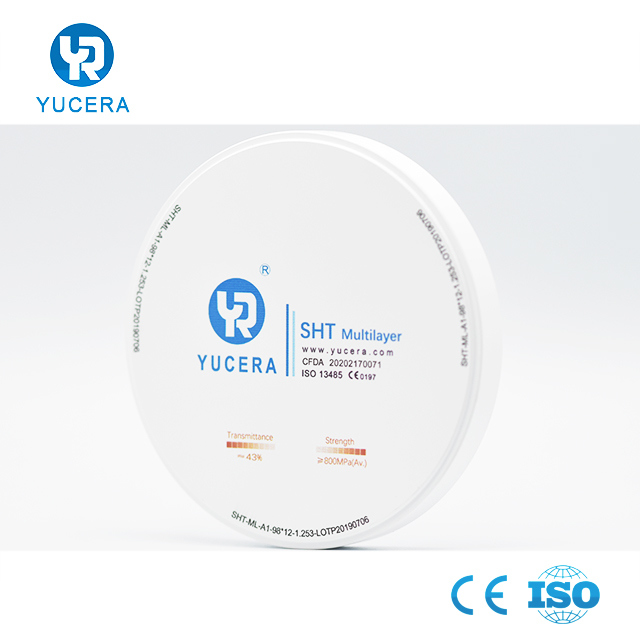 YUCERA 치과 제품  멀티레이어 치과  지르코니아 블록, 치과 CAD CAM 밀링 머신용