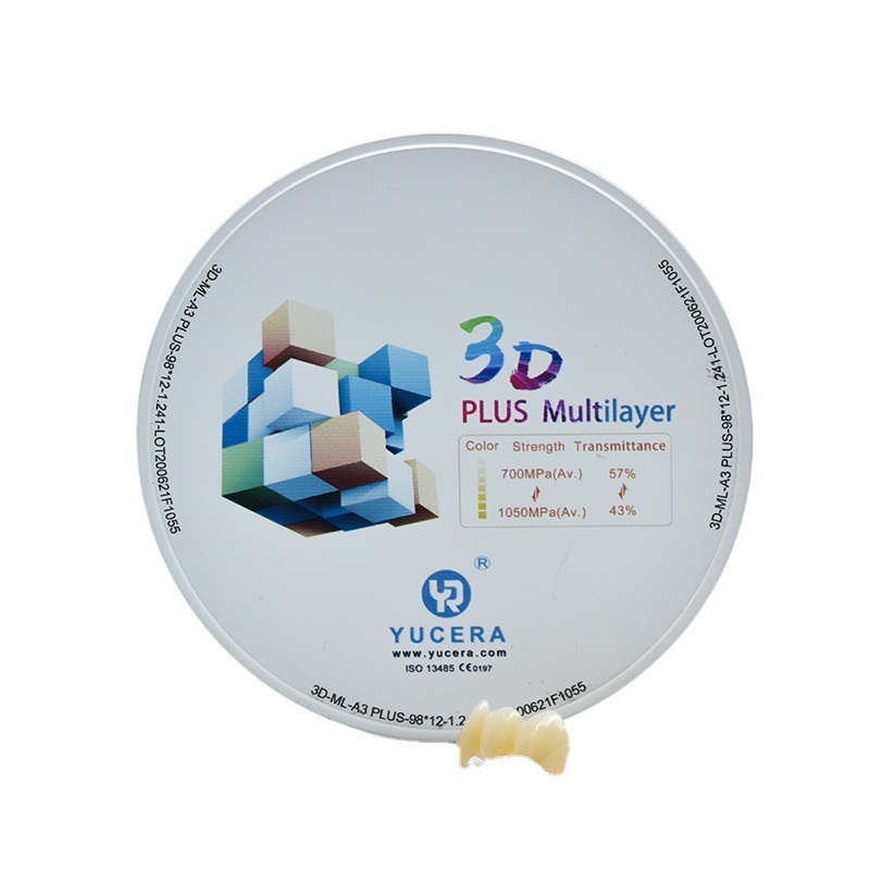 가장 잘 팔리는 치과용 지르코니아 디스크 3D Plus 멀티레이어 사전 음영 처리된 지르코늄 블랭크 (가짜 치아용)