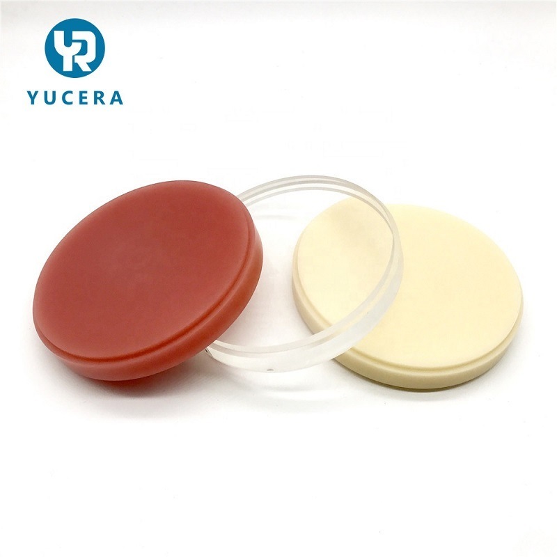 Yucera 치과 소모품 CAD CAM 밀링 PMMA 퍽 (치과 실험실용 치과 레진 아크릴 디스크 치과 PMMA 블록 임시 의치)